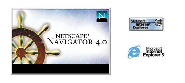 старые логотипы Netscape Navigator и Internet Explorer